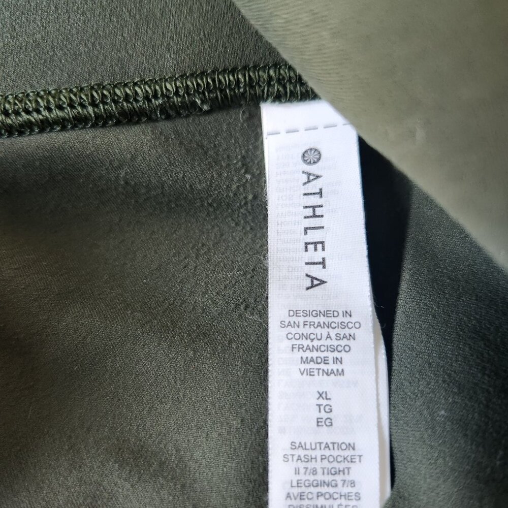 Athleta Salutation Stash Pocket II Womens 7/8 Leggings Size XL Green - Picture 6 of 6